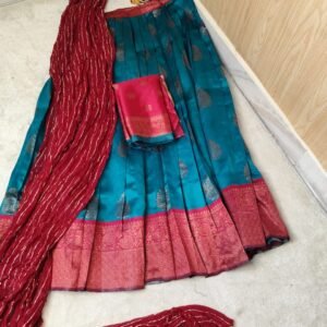 Teal Elegance Litchi Silk Lehenga Set