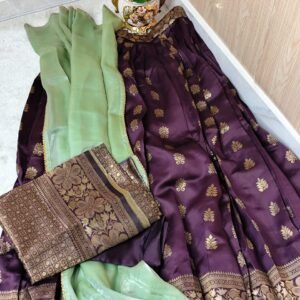 Royal Plum Banarasi Silk Lehenga Set
