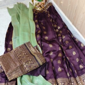 Royal Plum Banarasi Silk Lehenga Set