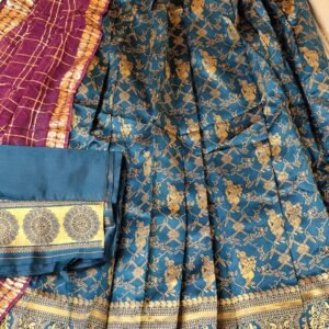 Peacock Blue Banarasi Weaving Silk Lehenga Set