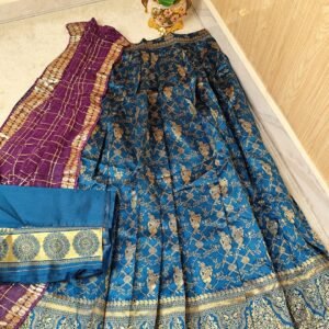 Peacock Blue Banarasi Weaving Silk Lehenga Set