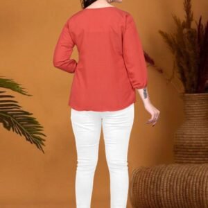 FANCY ROMAN SILK EMBROIDERY WORK Short TOP Rust orange