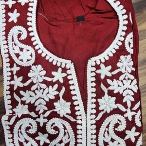 RICH LOOK RAYON EMBROIDERY WORK ONLY KURTI RED