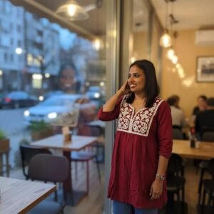 RICH LOOK RAYON EMBROIDERY WORK ONLY KURTI RED