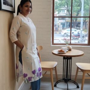 Elegant Bloom: Pure Cotton Floral Kurti