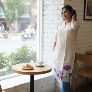 Elegant Bloom: Pure Cotton Floral Kurti