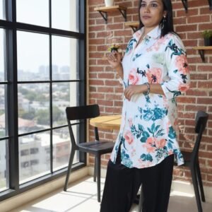 DESIGNER COTTON DIGITAL PRINT WORK TOP WITH PALAZZO BLACK