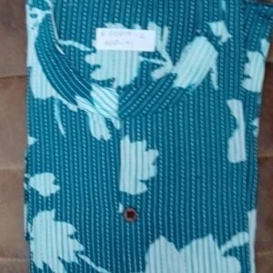 Peacock Blue Floral Printed Co-Ord Set with Chinese Collar