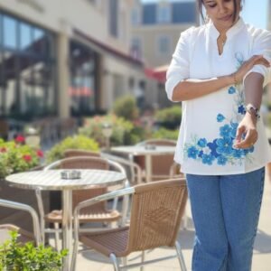 Top white with floral print