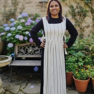 Ivory Pinstripe Layered Maxi Dress