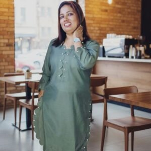 Olive scalloped Muslin Cord SET