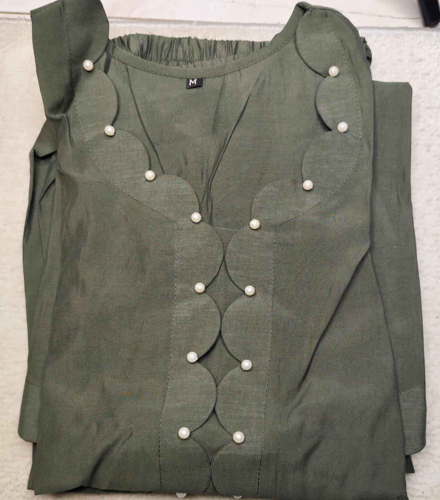 Olive scalloped Muslin Cord SET - Image 2