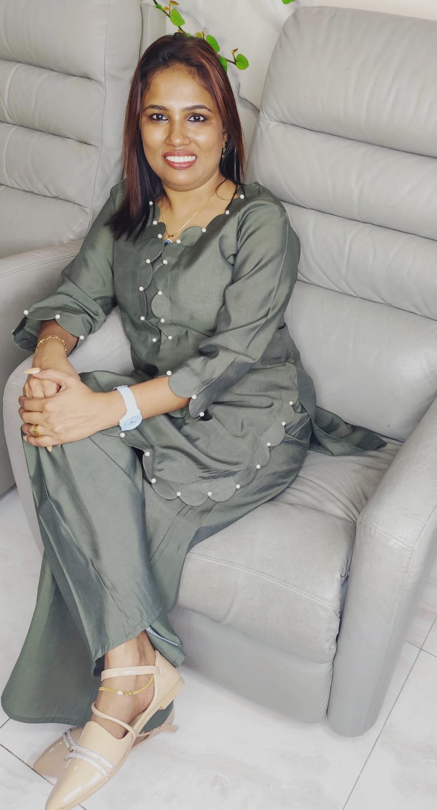 Olive scalloped Muslin Cord SET - Image 4