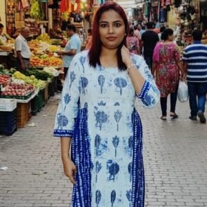 Indigo Long Panel-Cut Slit Kurta