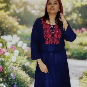 Midnight Blue Embroidered Anarkali Gown