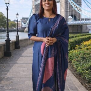 Navy Blue Muslin 3 Piece Set