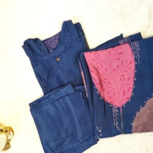 Navy Blue Muslin 3 Piece Set