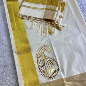 Swarnam - Golden Foil Kasavu Set mundu