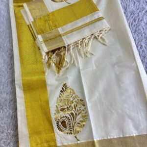 Swarnam - Golden Foil Kasavu Set mundu