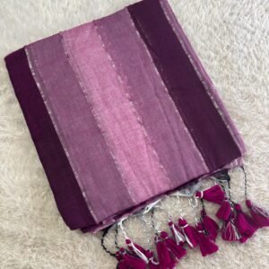 Colour pallette mul cotton saree -Purple with Pink