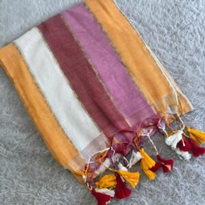 Colour pallette mul cotton saree-Lavender with Mustard