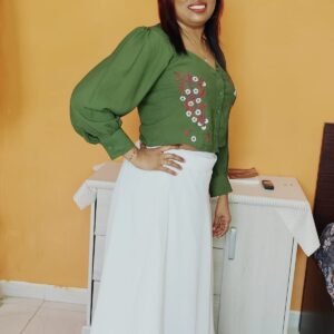 Green Embroidered Crop top