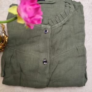 mint green button-down top