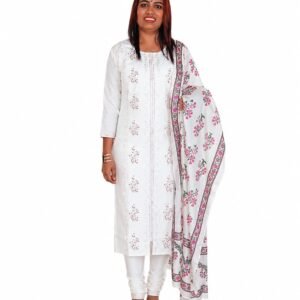 White Floral Print Three-Piece Salwar Suit Set