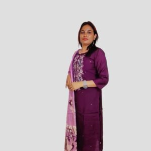 Purple Embroidered Three-Piece Salwar Suit Set