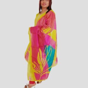 Mustard Yellow Embroidered Three-Piece Salwar Suit Set