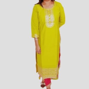 Mustard Yellow Embroidered Three-Piece Salwar Suit Set