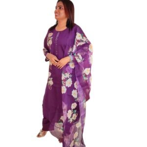 Purple Floral Three-Piece Salwar Suit Set