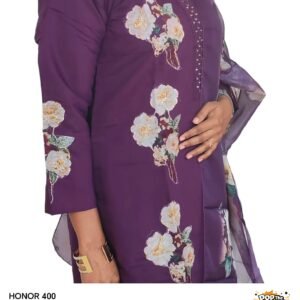 Purple Floral Three-Piece Salwar Suit Set