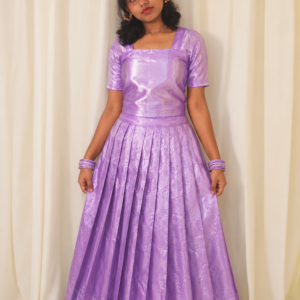 Lavender Ready-to-Wear Pleated Skirt with Unstitched Blouse Piece