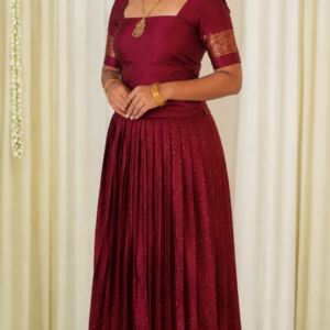 Maroon & Gold Dhavani Set