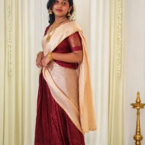 Maroon & Gold Dhavani Set