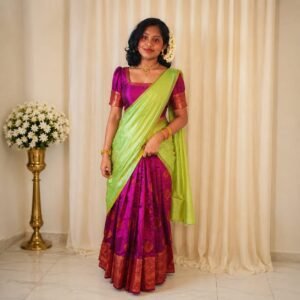 Royal Purple with Gold Zari Woven Motifs