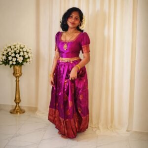 Elegant Magenta Pattu Pavada Set