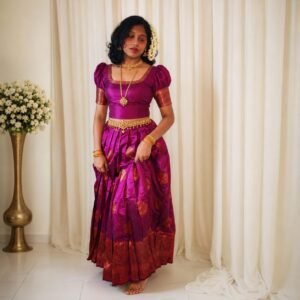Elegant Magenta Pattu Pavada Set