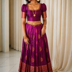 Elegant Magenta Pattu Pavada Set