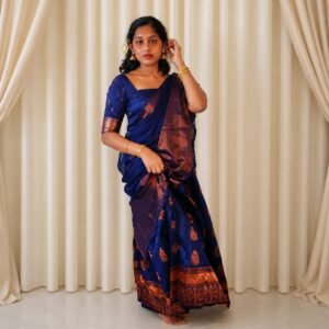 Royal Navy Blue Dhavani Set