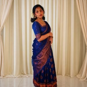 Royal Navy Blue Dhavani Set